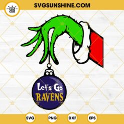 Baltimore Ravens Grinch Hand With Ornament SVG, Baltimore Ravens Christmas SVG