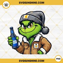 Carhartt Grinch With Bud Light PNG, Grinch Drinking Beer PNG