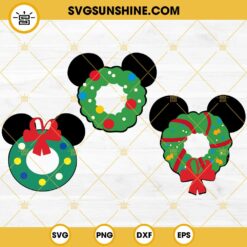 Disney Mouse Ears Christmas Wreaths SVG, Mickey Mouse Ears Christmas SVG PNG EPS DXF Files