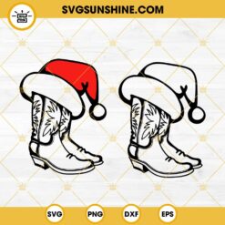 Cowboy Boots Santa Hat SVG, Cowgirl Merry Christmas SVG PNG EPS DXF Files