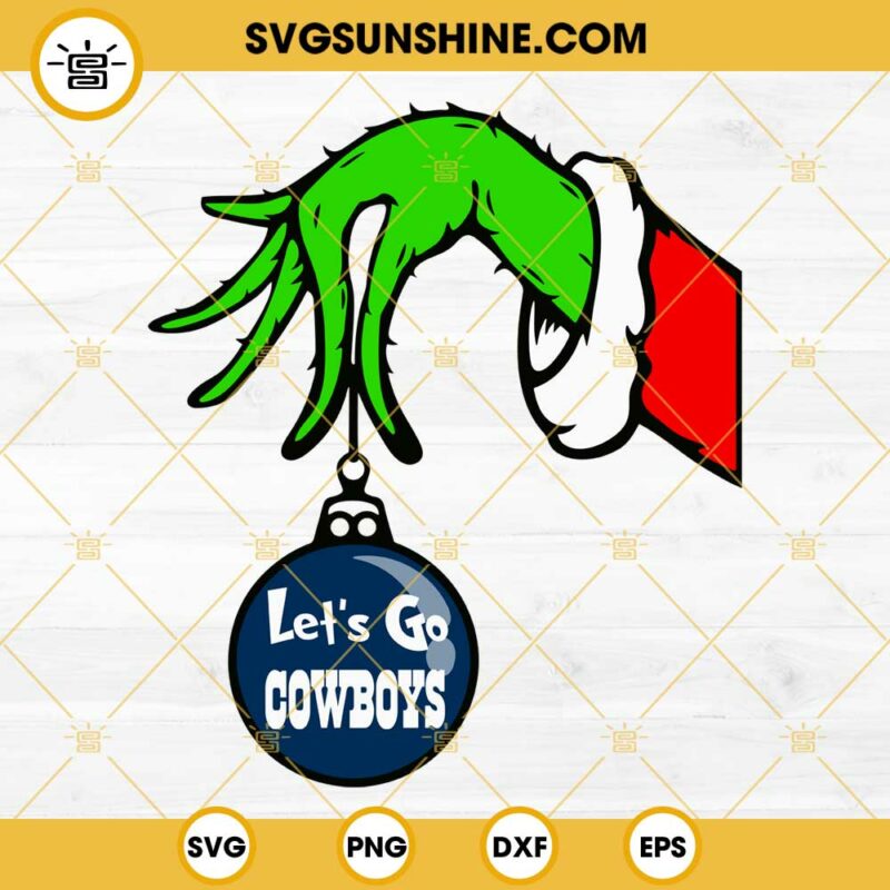 Dallas Cowboys Grinch Hand With Ornament SVG, Dallas Cowboys Christmas SVG