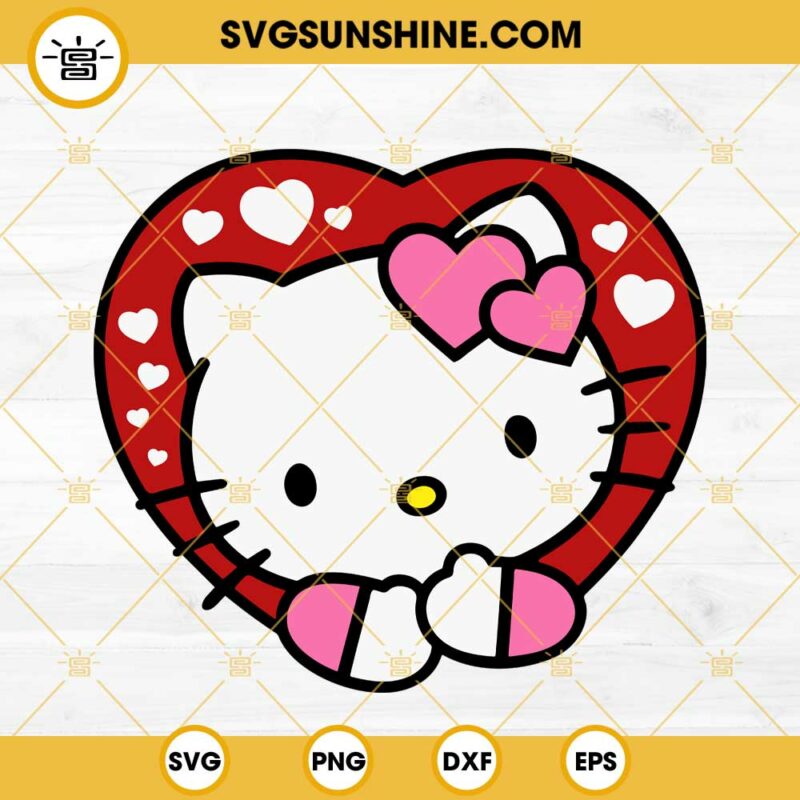 Hello Kitty Love SVG, Hello Kitty Valentine SVG PNG EPS DXF File