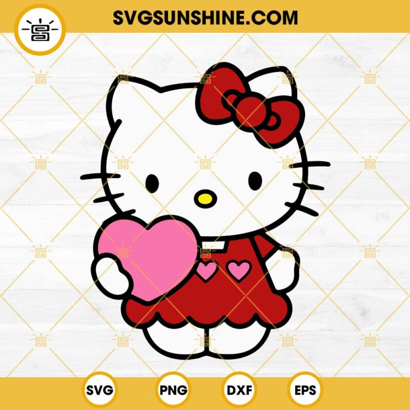 Hello kitty pink heart svg hello kitty valentine svg png eps dxf file