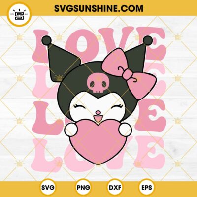 Kuromi Love Pink Heart Svg, Kuromi Valentine Svg Png Eps Dxf File