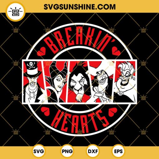 Men’s Disney Villains Valentine’s Day Breakin’ Hearts SVG, Disney SVG PNG EPS DXF File