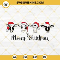 Mooey Christmas SVG, Cows With Santa Hat Merry Christmas SVG PNG EPS DXF Files