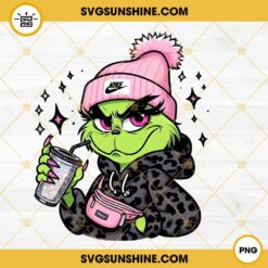 Pink Grinch Leopard Glitter Drinking PNG, Grinch Girl Christmas PNG