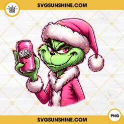 Pink Santa Claus Grinch With Dr Pepper PNG, Grinch Drinking Christmas PNG