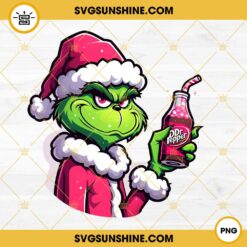 Pink Grinch Santa Claus With Dr Pepper PNG File