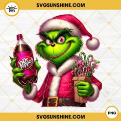 Grinch With Dr Pepper And Candy Cane PNG, Grinch Dr Pepper Christmas PNG