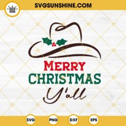Cowboy Hat Merry Christmas SVG, Western Christmas Y'all SVG