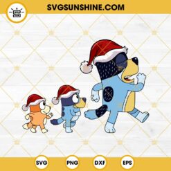 Bandit Heeler Bluey And Bingo Merry Christmas SVG, Bluey With Santa Hat SVG PNG EPS DXF File