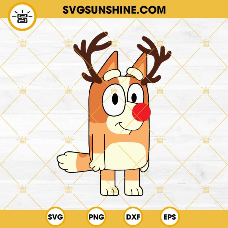 Bingo Rudolph The Red Nosed Reindeer SVG, Bluey Christmas SVG PNG EPS DXF File
