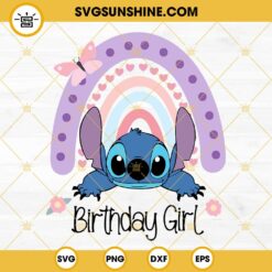 Stitch Rainbow Birthday Girl SVG EPS PNG DXF