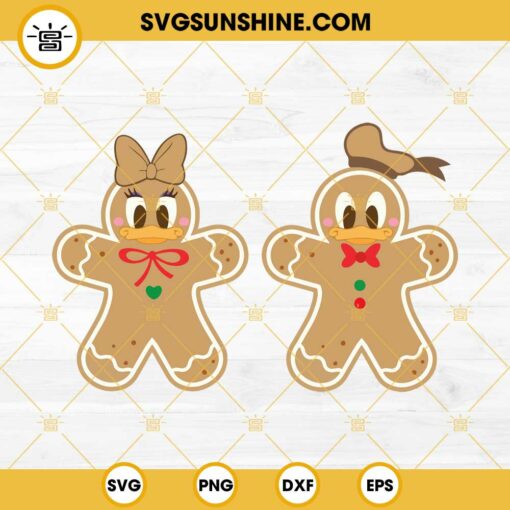 Donald And Daisy Ducks Gingerbread SVG, Donald Duck Disney Christmas SVG PNG EPS DXF File