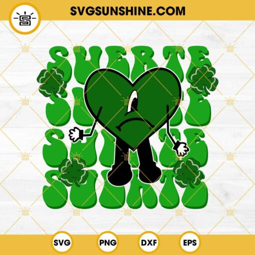 Bad Bunny Heart Patrick's Day SVG, Bad Bunny SVG PNG EPS DXF File