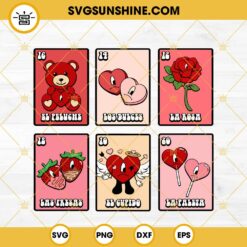 Bad Bunny Valentine SVG, Bad Bunny Valentine’s Day Loteria Sticker Bundle SVG Cut Files