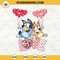 Bluey Valentine’s Day SVG, Waggin into love SVG, Bluey and Bingo Love SVG