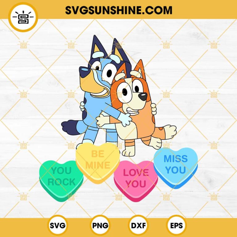 Bluey And Bingo Svg Bluey Valentine Svg Bluey Conversation Hearts Svg 