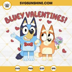 Bluey and Bingo Happy Valentine’s Day SVG PNG Cut Files