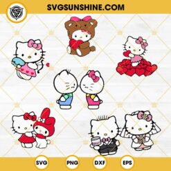 Hello Kitty Valentine Bundle SVG, Hello Kitty And My Melody SVG PNG DXF EPS