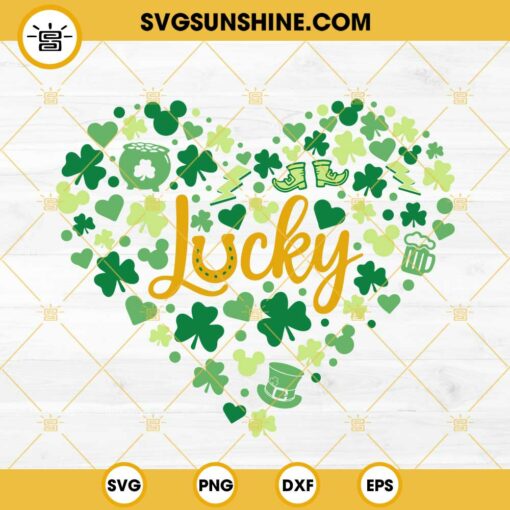 Lucky hearts SVG, Lucky Mickey St Patrick's Day SVG PNG EPS DXF Files