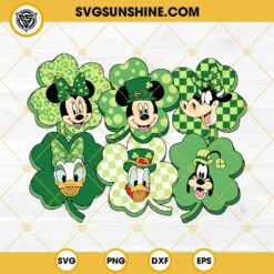 Mickey And Friends Shamrock Leaf SVG, Disney Saint Patrick’s Day SVG PNG DXF EPS