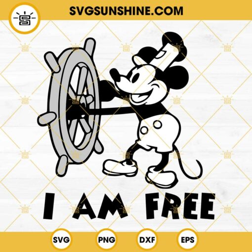 Mickey I Am Free SVG, Steamboat Willie SVG, Mickey 1928 SVG
