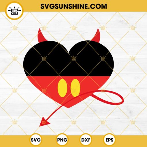 Mickey Mouse Devil Heart SVG, Disney Mickey Valentine’s Day SVG