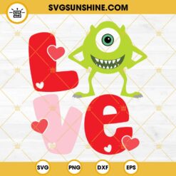 Mike Monsters Inc Love SVG, Mike Wazowski Valentines SVG PNG EPS DXF File