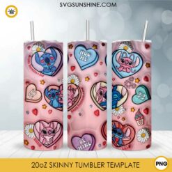 3D Stitch Valentine Tumbler Wrap, Stitch And Angel Valentine's Day Tumbler Wrap