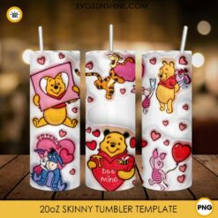 3D Winnie The Pooh Friends Valentine Tumbler Wrap, Pooh Valentine's Day Tumbler Wrap