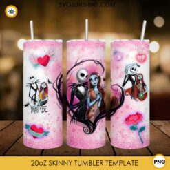 Jack And Sally 20oz Skinny Tumbler, Nightmare Before Christmas Valentine’s Day Tumbler Wrap