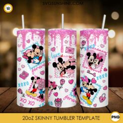 Mickey And Minnie Valentines Day Tumbler Wrap PNG Design