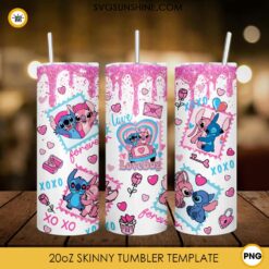 Stitch And Angel Valentines Day Tumbler Wrap PNG Design