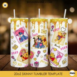Winnie The Pooh Valentines Day Tumbler Wrap PNG Design