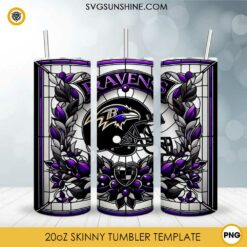 Baltimore Ravens Stained Glass Diamond Painting 20oz Tumbler Wrap PNG File