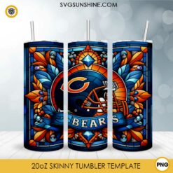 Chicago Bears Stained Glass Diamond Painting 20oz Tumbler Wrap PNG File