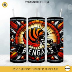 Cincinnati Bengals Stained Glass Diamond Painting 20oz Tumbler Wrap PNG File