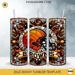 Cleveland Browns Stained Glass Diamond Painting 20oz Tumbler Wrap PNG File
