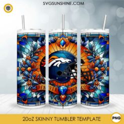 Denver Broncos Stained Glass Diamond Painting 20oz Tumbler Wrap PNG File