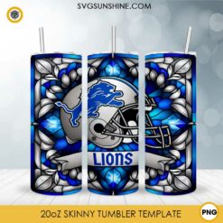 Detroit Lions Stained Glass Diamond Painting 20oz Tumbler Wrap PNG File