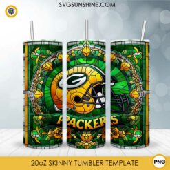 Green Bay Packers Stained Glass Diamond Painting 20oz Tumbler Wrap PNG File