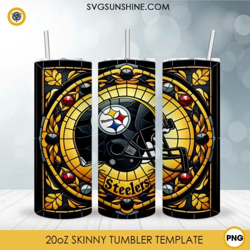 Pittsburgh Steelers Stained Glass Diamond Painting 20oz Tumbler Wrap PNG File