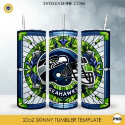 Seattle Seahawks Stained Glass Diamond Painting 20oz Tumbler Wrap PNG File