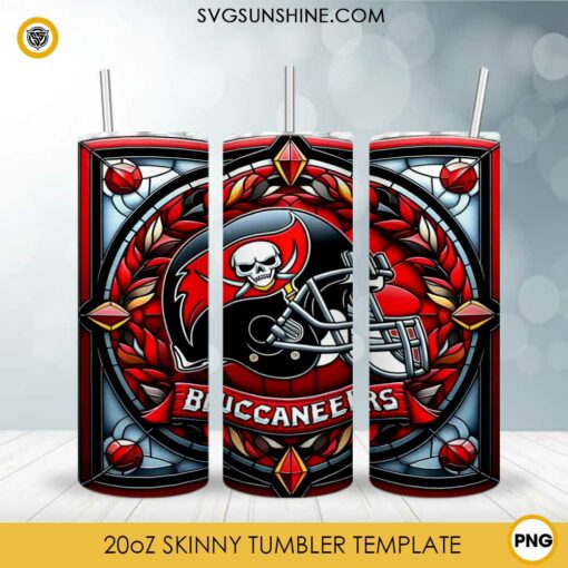 Tampa Bay Buccaneers Stained Glass Diamond Painting 20oz Tumbler Wrap PNG File