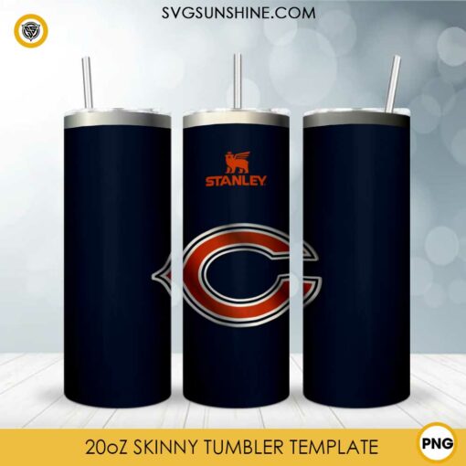 Chicago Bears Football Stanley Cup 20oz Tumbler Wrap PNG File