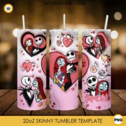 3D Jack And Sally Valentine Tumbler Wrap, Nightmare Before Christmas Valentine's Day Tumbler Wrap