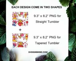 3D Winnie The Pooh Friends Valentine Tumbler Wrap, Pooh Valentine's Day Tumbler Wrap
