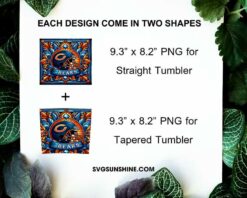 Chicago Bears Stained Glass Diamond Painting 20oz Tumbler Wrap PNG File
